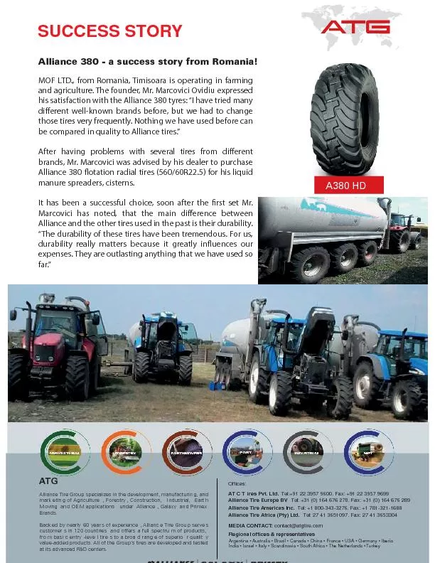 SUCCESS STORYAlliance Tire Group specializes in the development, manuf