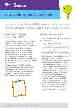 What is a Behaviour Support Plan What is a Behaviour Support Plan Why make a Behaviour