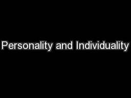 Personality and Individuality