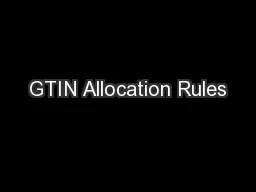 GTIN Allocation Rules
