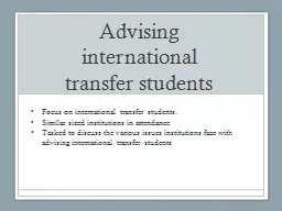Advising international transfer students
