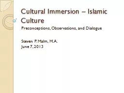 Cultural Immersion – Islamic Culture
