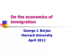 On the economics of immigration