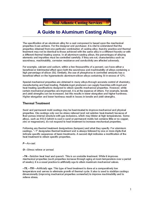 A Guide to Aluminum Casting Alloys