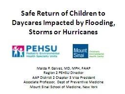 Safe Return of Children to Daycares Impacted by Flooding, S