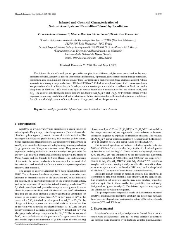 Materials Research, Vol. 12, No. 3, 315-320, 2009