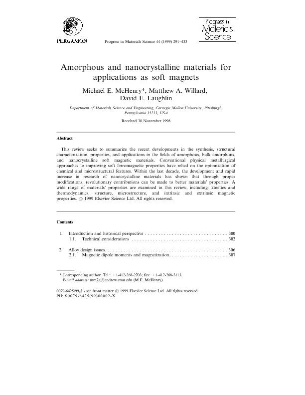 AmorphousandnanocrystallinematerialsforapplicationsassoftmagnetsMichae
