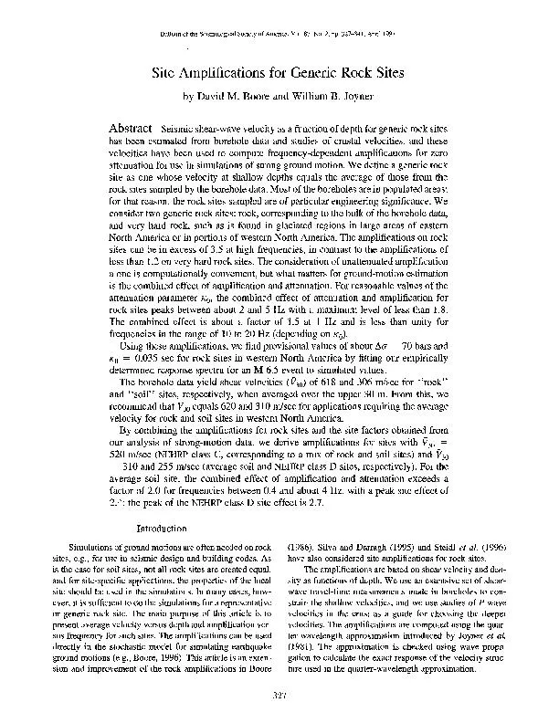 of the Seismological Society of America, Vol. 87, No. 2, pp. 327-341,