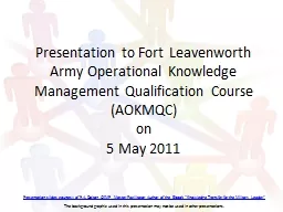Presentation to Fort Leavenworth Army Operational Knowledge