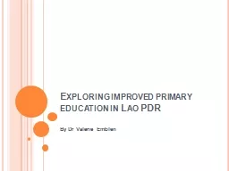Exploring improved primary education in Lao PDR