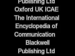 Excellence Theory in Public Relations Blackwell Publishing Ltd Oxford UK ICAE The International