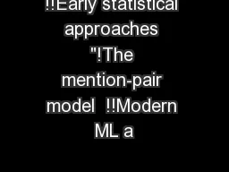 !!Early statistical approaches 