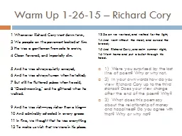 Warm Up 1-26-15 – Richard Cory