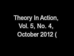 Theory In Action, Vol. 5, No. 4, October 2012 (