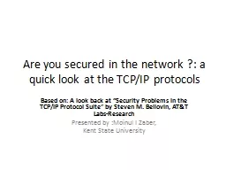 Are you secured in the network ?: a quick look at the TCP/I
