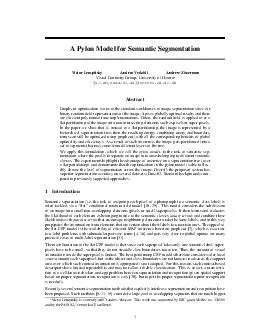 A Pylon Model for Semantic Segmentation Victor Lempitsky Andrea Vedaldi Andrew Zisserman