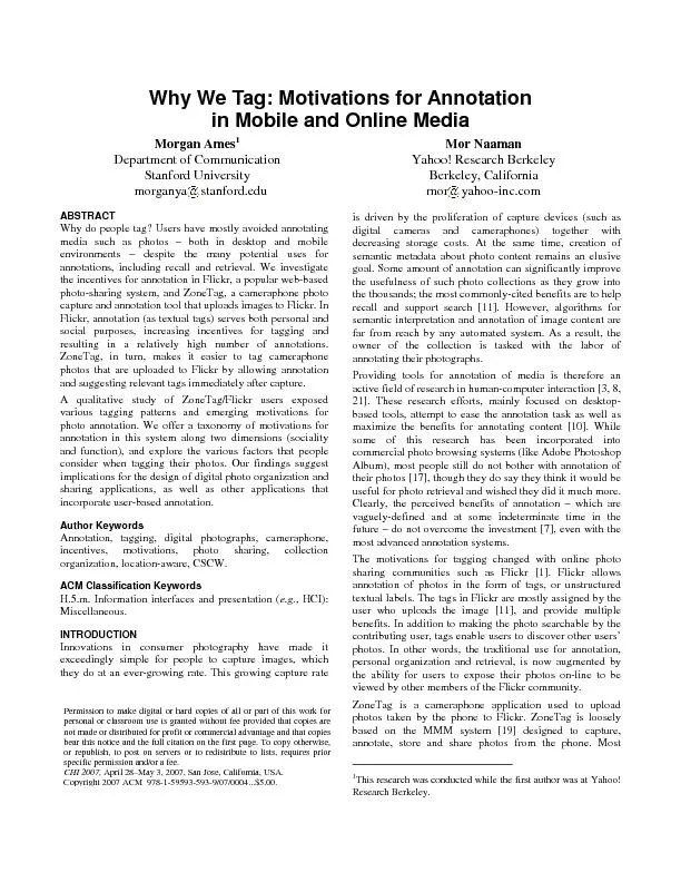 Why We Tag: Motivations for Annotation  in Mobile and Online Media Mor