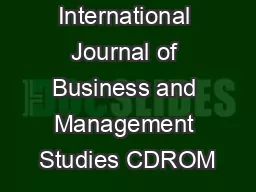 International Journal of Business and Management Studies CDROM