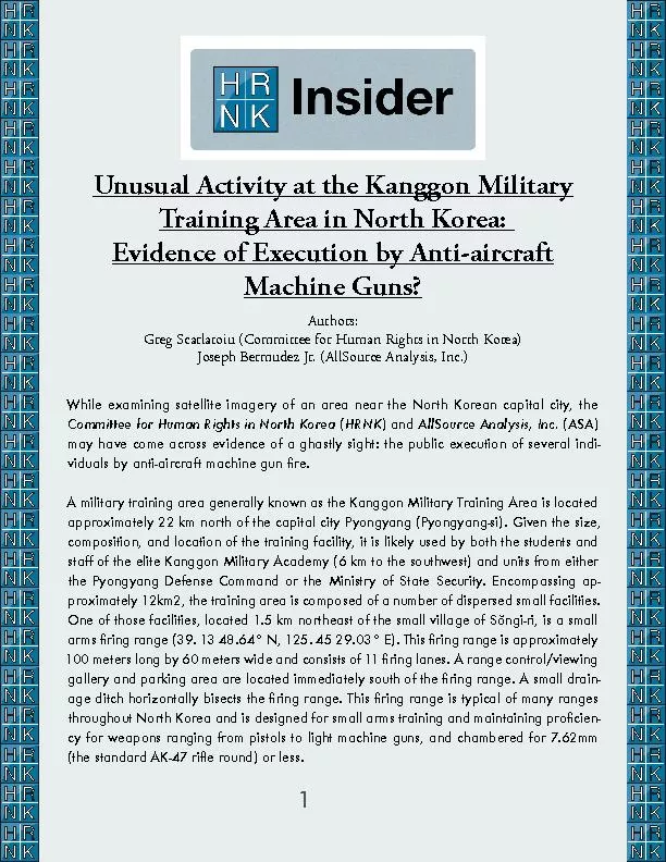 Unusual Activity at the Kanggon MilitaryTraining Area in North Korea: