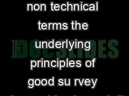 This guide describes in non technical terms the underlying principles of good su rvey