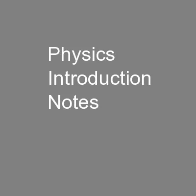 Physics Introduction Notes