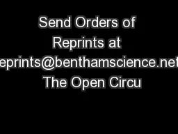 Send Orders of Reprints at reprints@benthamscience.net  The Open Circu