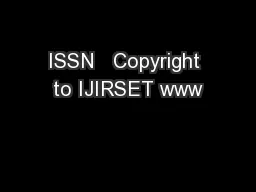 ISSN   Copyright to IJIRSET www