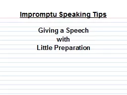 Impromptu Speaking Tips