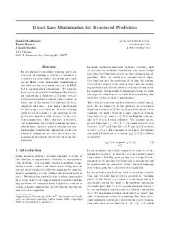 Direct Loss Minimization for Structured Prediction David McAllester mcallesterttic
