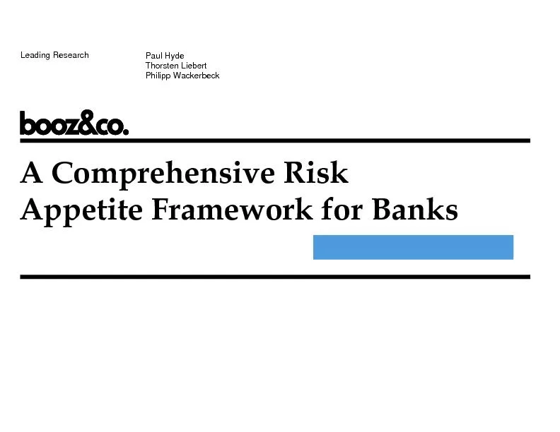A Comprehensive Risk Appetite Framework for Banks