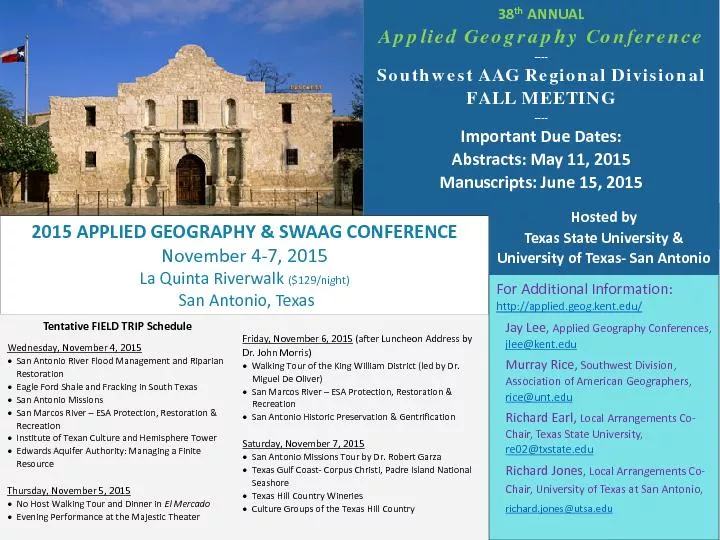 thANNUAL Applied Geography ConferenceSouthwest AAG Regional Divisional