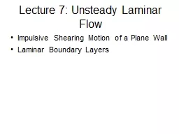 Lecture 7: Unsteady Laminar Flow