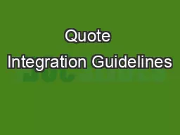 Quote Integration Guidelines