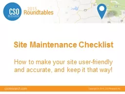 Site Maintenance Checklist