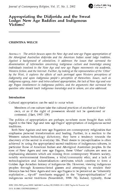 JournalofContemporaryReligion,Vol.17,No.1,2002AppropriatingtheDidjerid