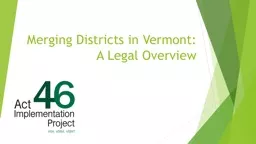 Merging Districts in Vermont: