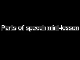 Parts of speech mini-lesson