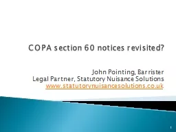 COPA section 60 notices revisited?
