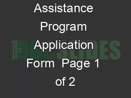 Patient Assistance Program Application Form  Page 1 of 2