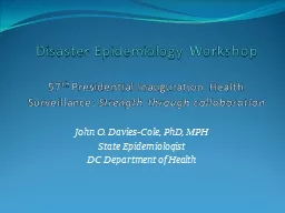 Disaster Epidemiology Workshop