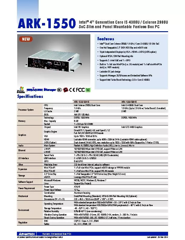 Generation Core i5 4300U / Celeron 2980U