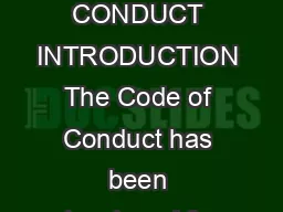 THE VICTORIAN TEACHING PROFESSION CODE OF CONDUCT INTRODUCTION The Code of Conduct has