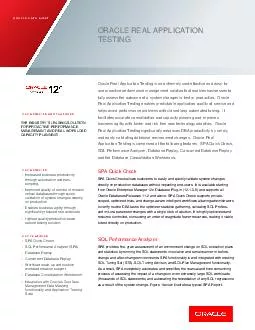ORACLE DATA SHEET KEY FEATURES AND BENEFITS ORACLE REAL APPLICAT ION TESTING  ON