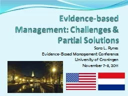 Evidence-based Management: Challenges & Partial Solutio
