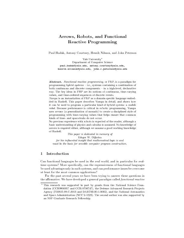 Arrows,Robots,andFunctionalReactiveProgrammingPaulHudak,AntonyCourtney