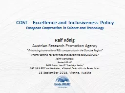 COST - Excellence and Inclusiveness