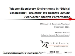 Telecom Regulatory Environment in “Digital Bangladesh”: