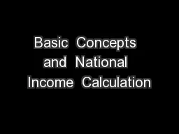 Basic  Concepts  and  National  Income  Calculation