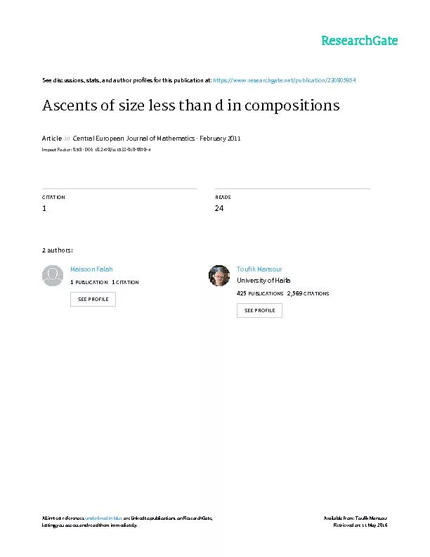 ASCENTSOFSIZELESSTHANdINCOMPOSITIONS3Lemma1.Forallk1,(1)Fd;k+1(z;w)=r