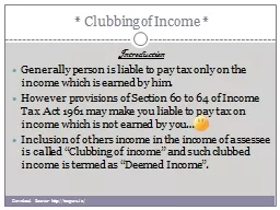 * Clubbing of Income *
